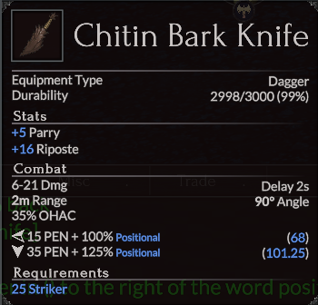 Chitin Bark Knife