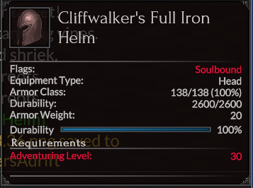 Cliffwalker's Full Iron Helm