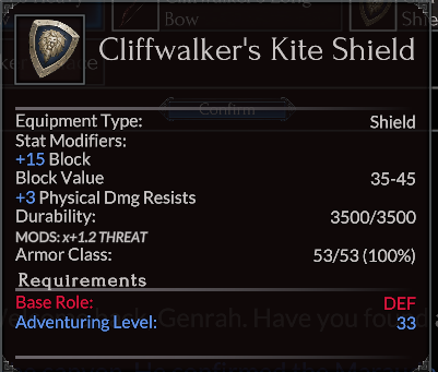 Cliffwalker's Kite Shield