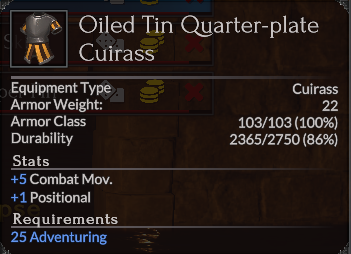 Oiled Tin Quarter-plate Cuirass