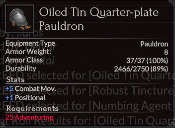 Oiled Tin Quarter-plate Pauldron